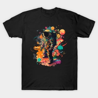 Astronaut in Space Colorful Vibrant Psychedelic T-Shirt